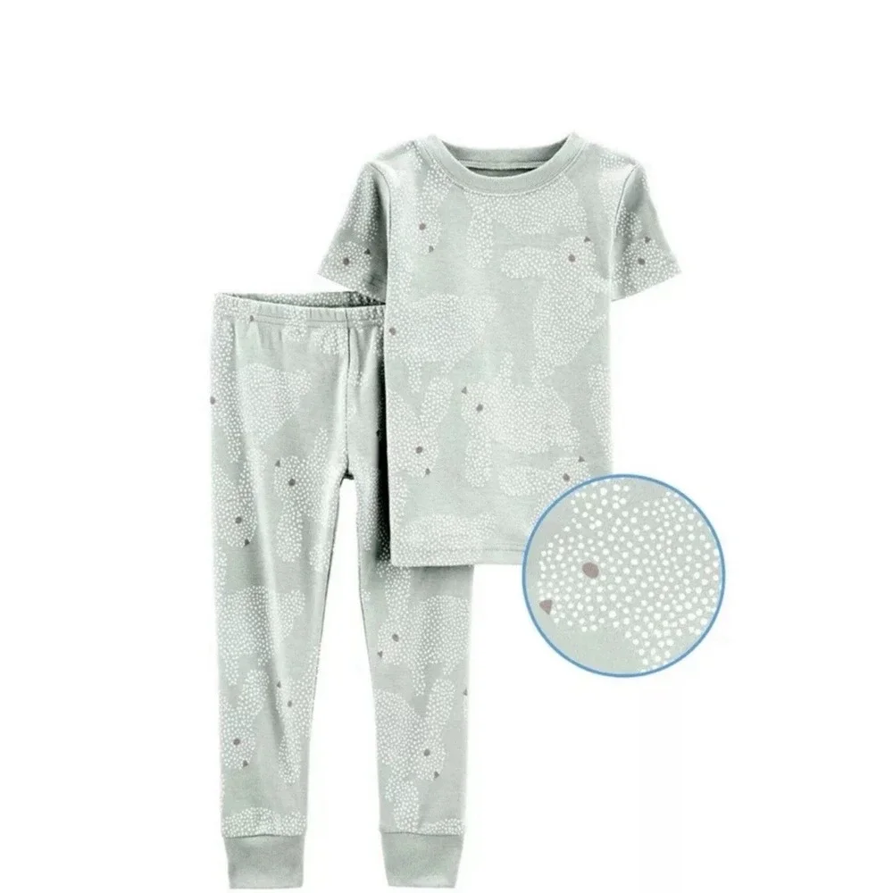 Carter's Little and Big Girl's 2 Piece Short Sleeve and Pant Sleepwear Set Green